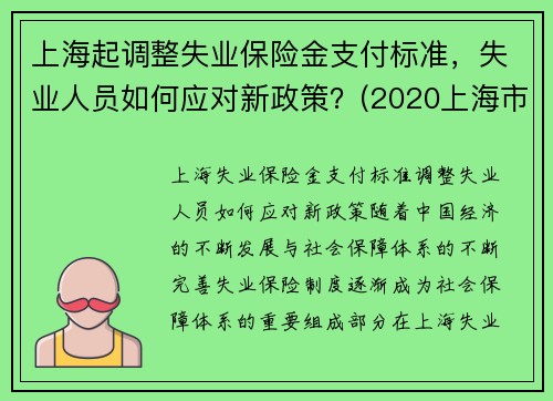上海起调整失业保险金支付标准,失业人员如何应对新政策?(2020上海市失业保险金领取标准)